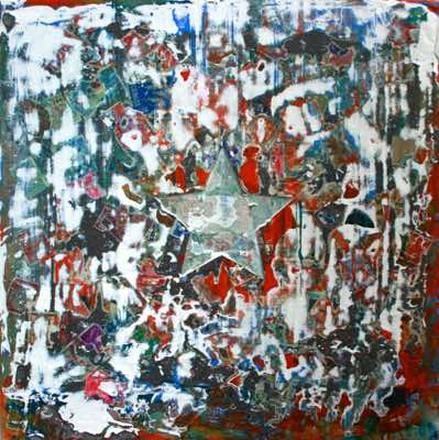 Mixed media on recycled panel.