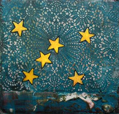 Mixed media on recycled panel.