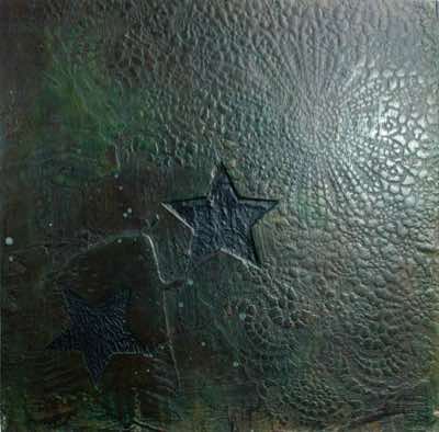 Mixed media on recycled panel.