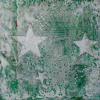 Mixed media on recycled panel.