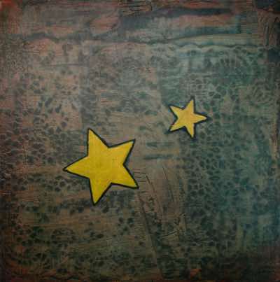 Mixed media on recycled panel.