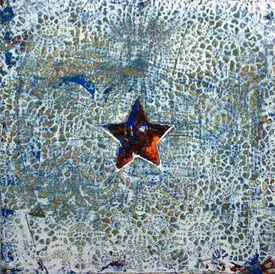 Mixed media on recycled panel.