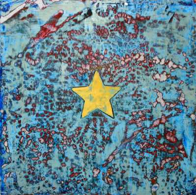 Mixed media on recycled panel.