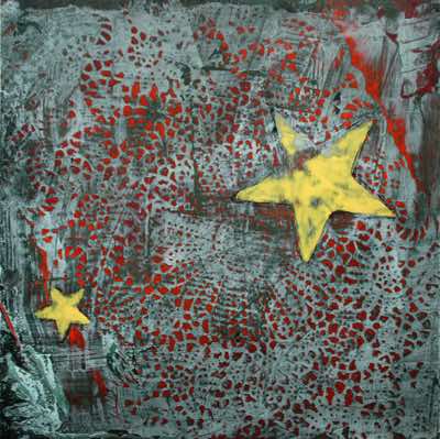 Mixed media on recycled panel.