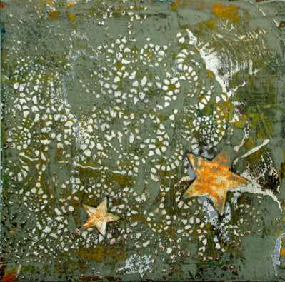 Mixed media on recycled panel.