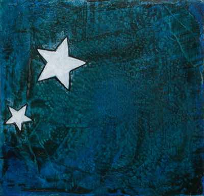 Mixed media on recycled panel.