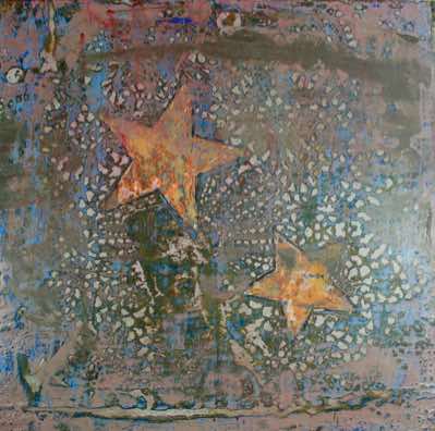 Mixed media on recycled panel.