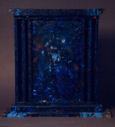 Mixed media on wood salvaged from the Edmonton Art Gallery