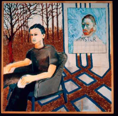 Mixed Media on Canvas. Second painting at U of A: Revelation, when in doubt shove some leaves and text on to it.