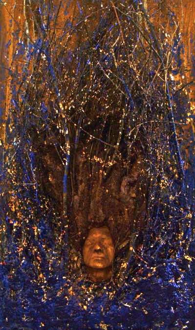 Mixed media on panel (encaustic and cast wax, wood)