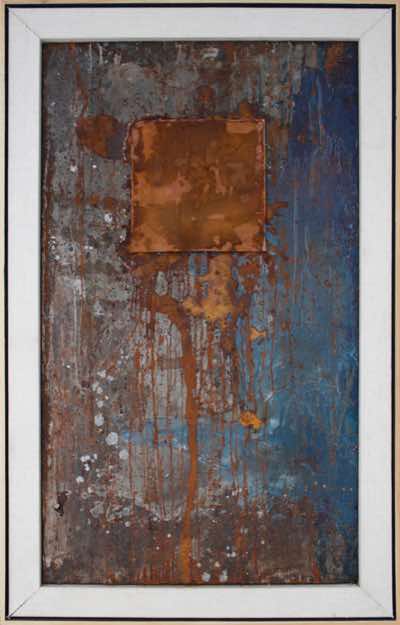 Mixed media on recycled gallery materisal